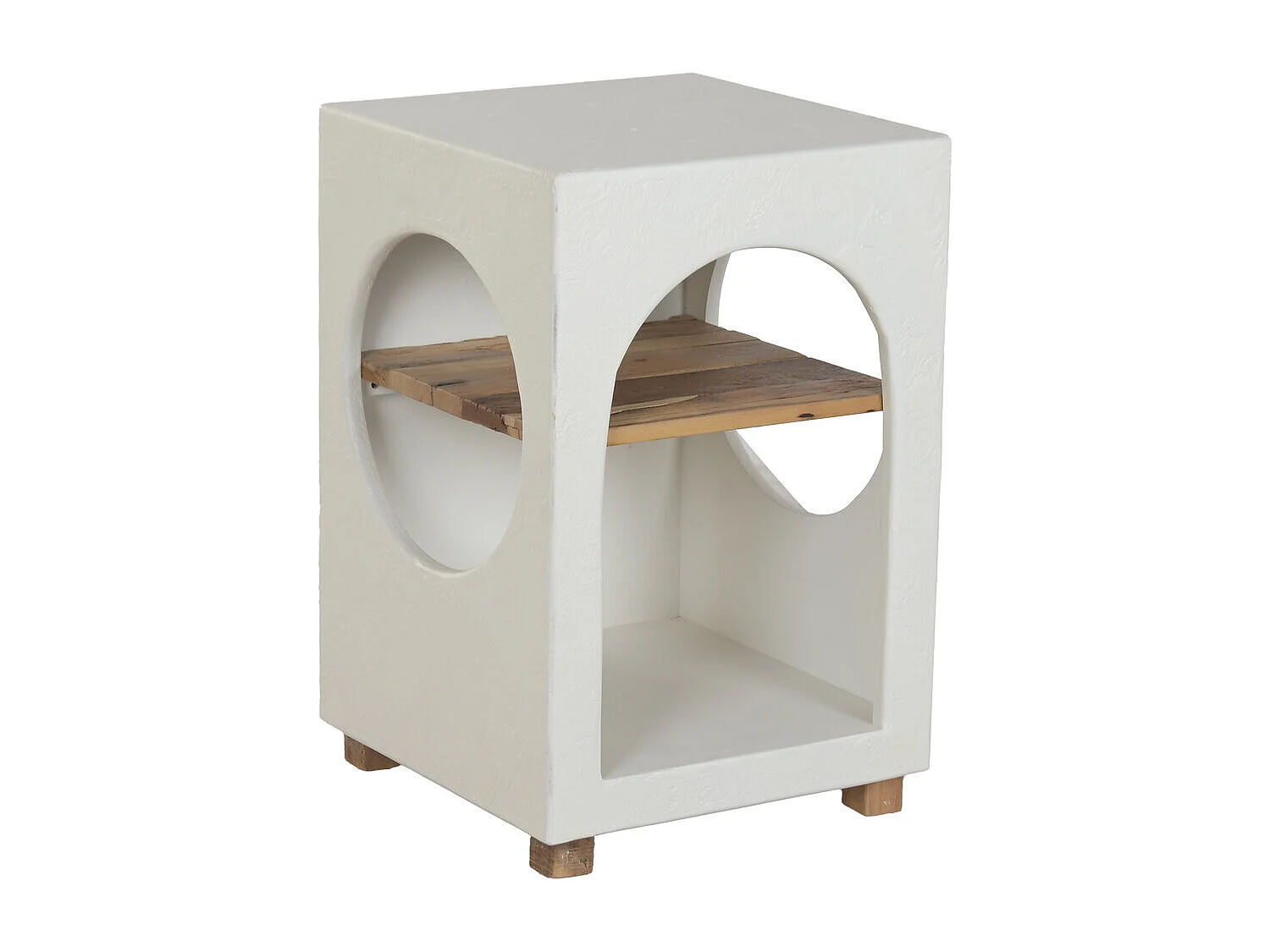 Houten bijzettafel 40x40x60 cm, wit beton
