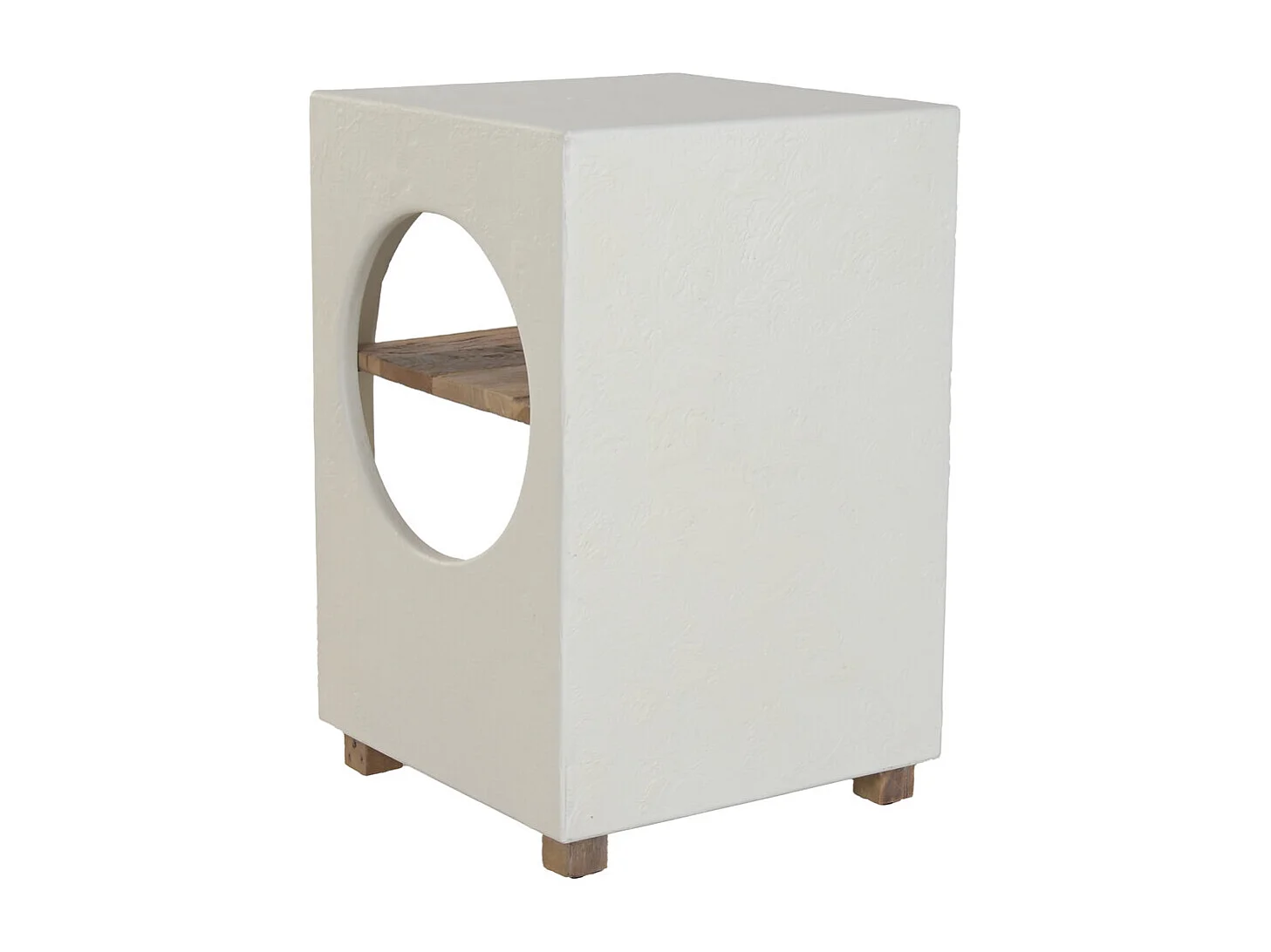 Houten bijzettafel 40x40x60 cm, wit beton