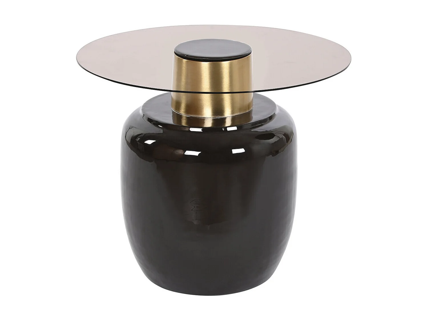 Mesa lateral de vidro e metal, 59x59x46 cm, preta.