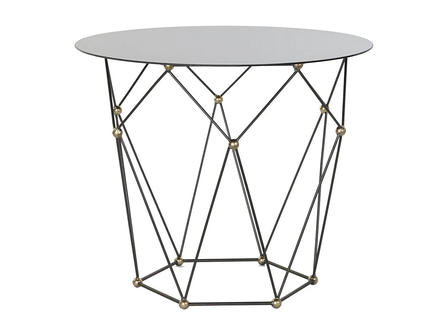 Mesa lateral de metal com vidro 70x70x60 preta