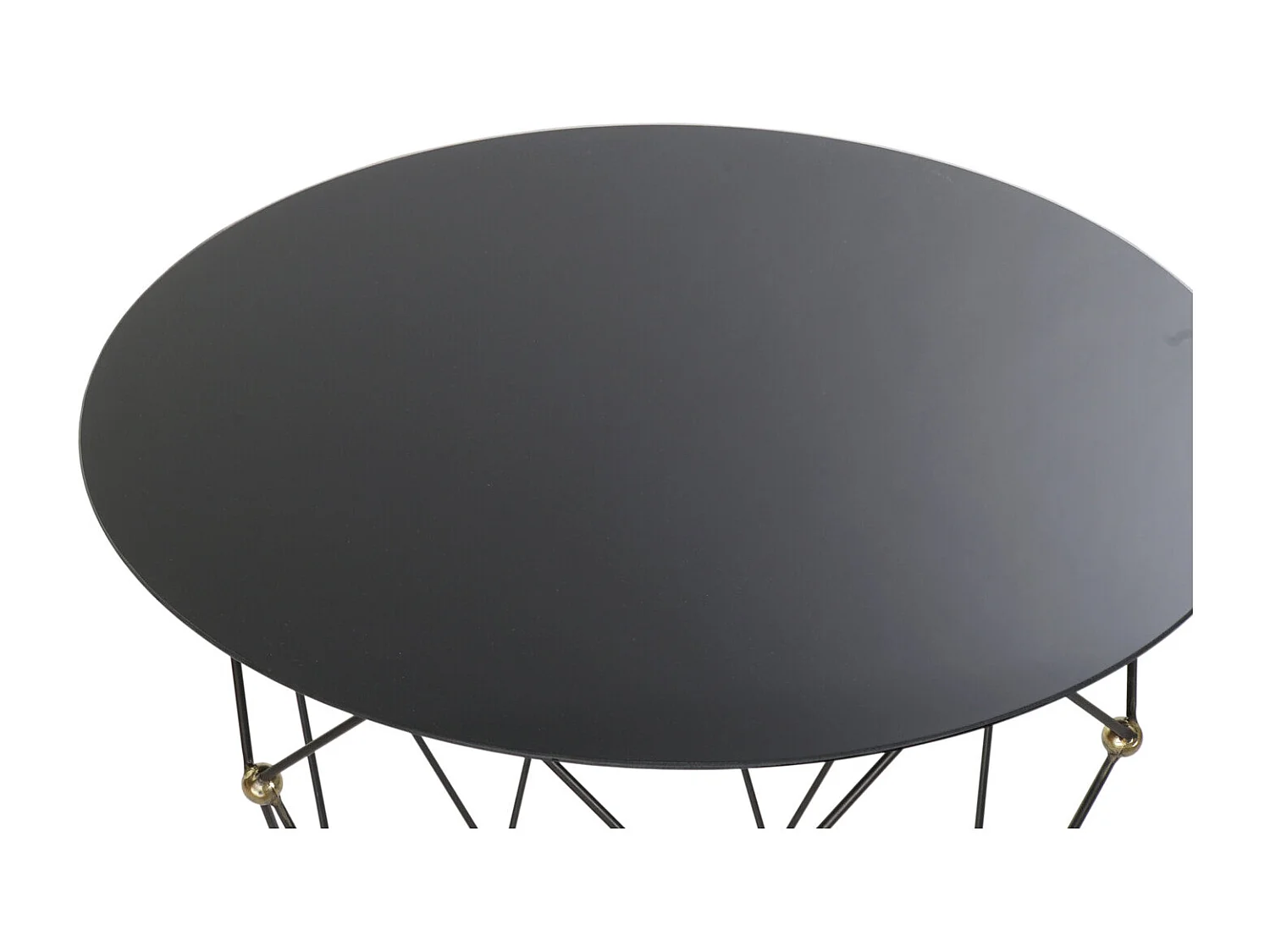 Mesa lateral de metal com vidro 70x70x60 preta