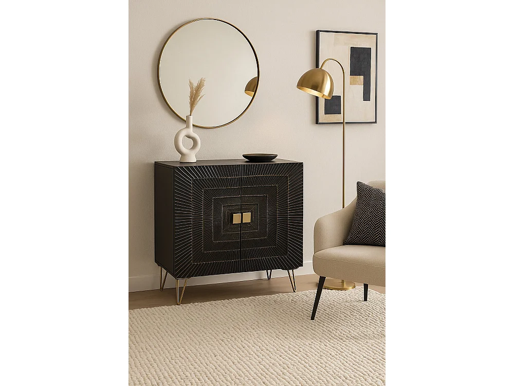 Aparador Mango Metal 81X45X75 Mandala Negro