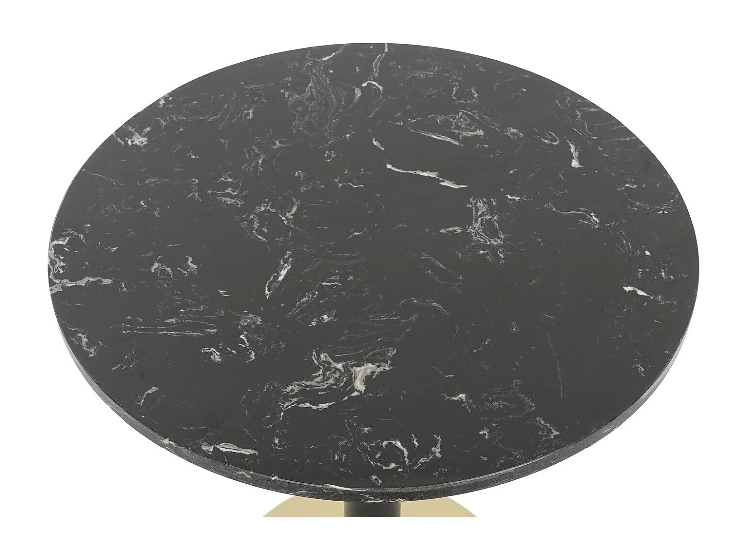 Mesa lateral de metal com tampo de mármore, 45x45x51 cm, preta.