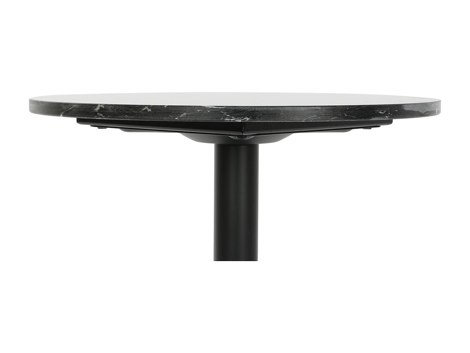 Mesa lateral de metal com tampo de mármore, 45x45x51 cm, preta.