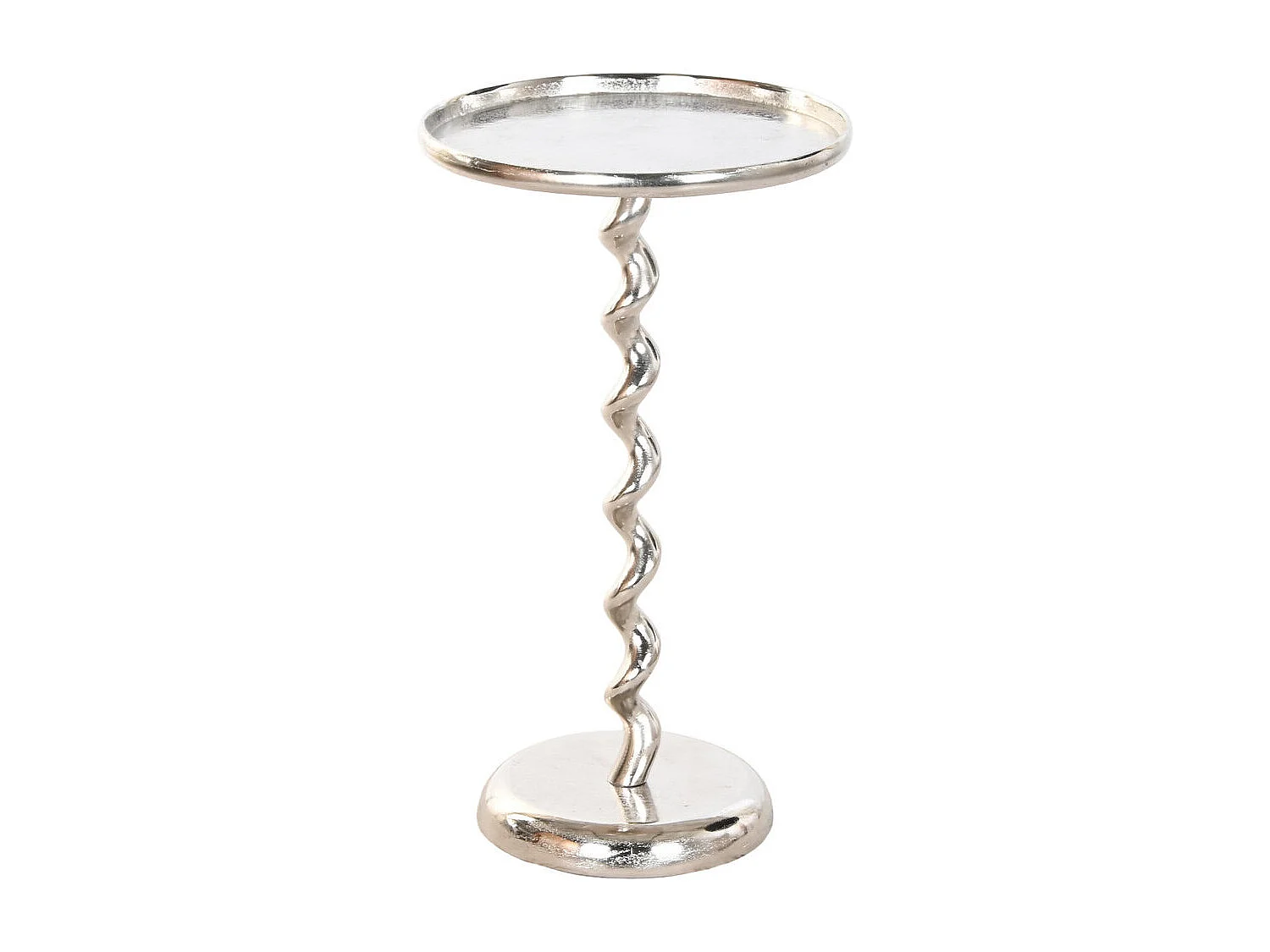 Aluminium bijzettafel 35x35x61 cm, spiraalvormig, zilverkleurig