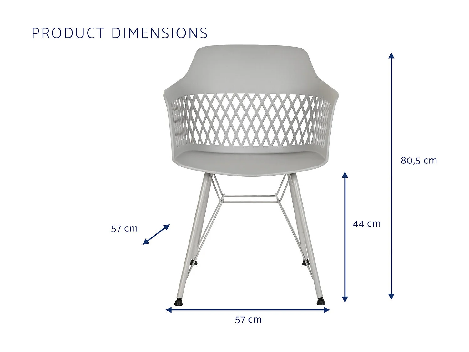 Cadeira de metal PP 57x57x80,5 cinza claro