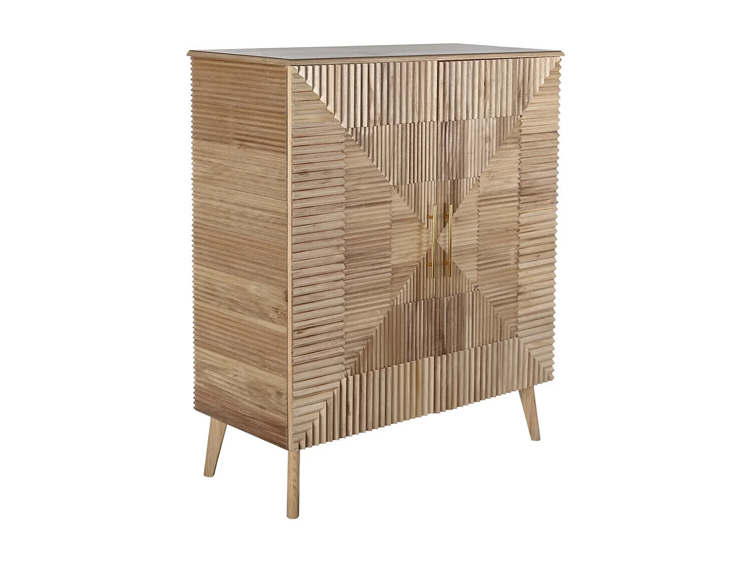 Paulownia dressoir van MDF, 100x44x118 cm, lichtbruin.