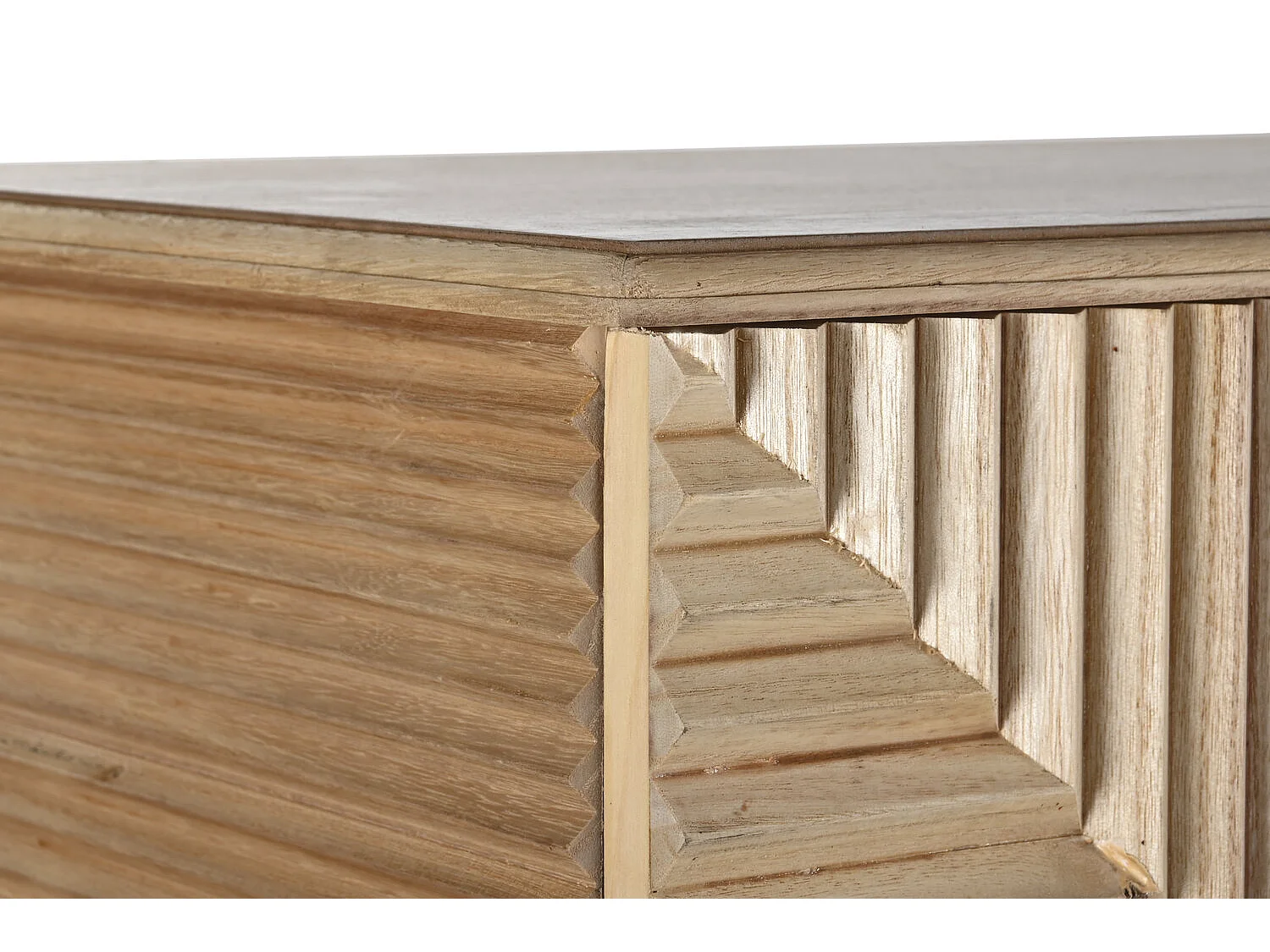 Paulownia dressoir van MDF, 100x44x118 cm, lichtbruin.