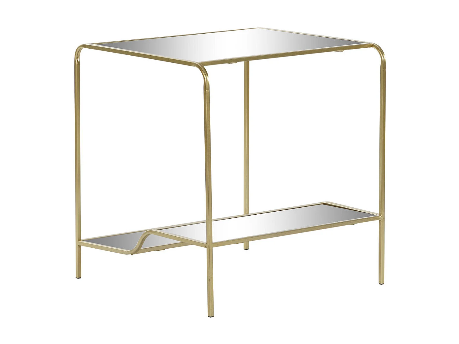 Metalen bijzettafel met spiegel 50x50x55 cm, matgoud.