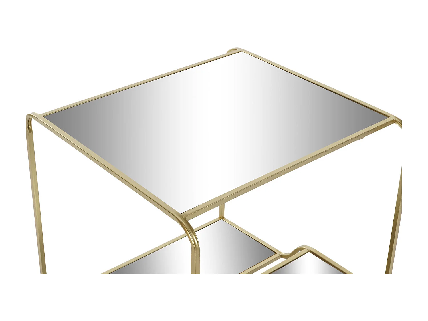 Metalen bijzettafel met spiegel 50x50x55 cm, matgoud.