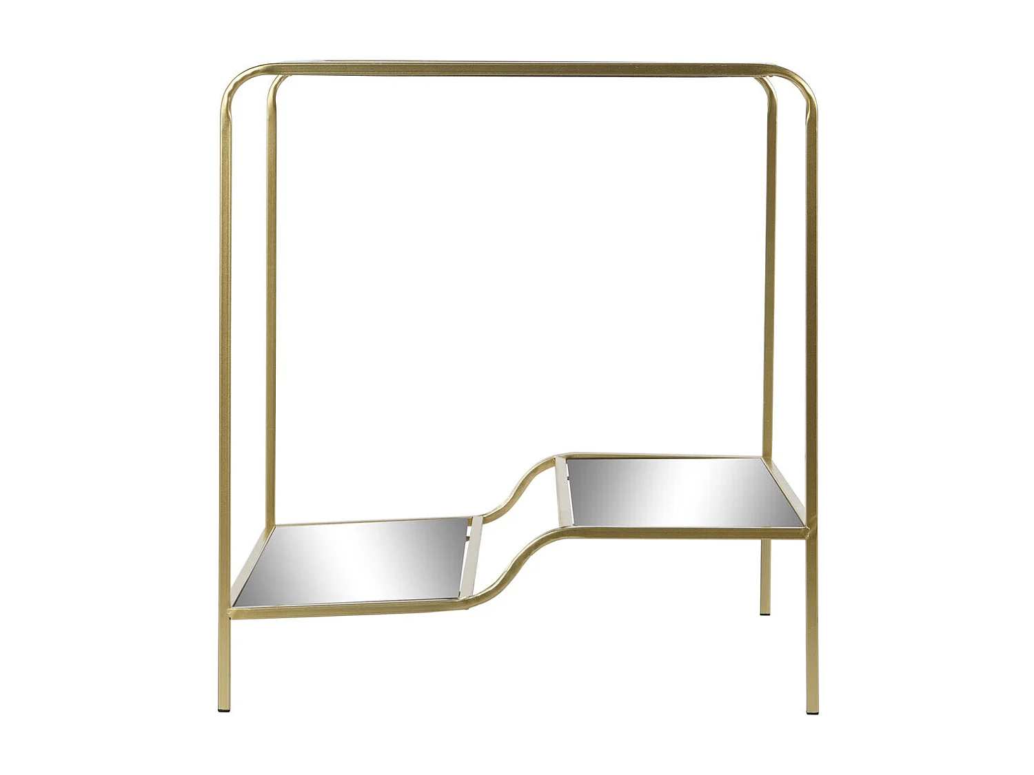 Metalen bijzettafel met spiegel 50x50x55 cm, matgoud.