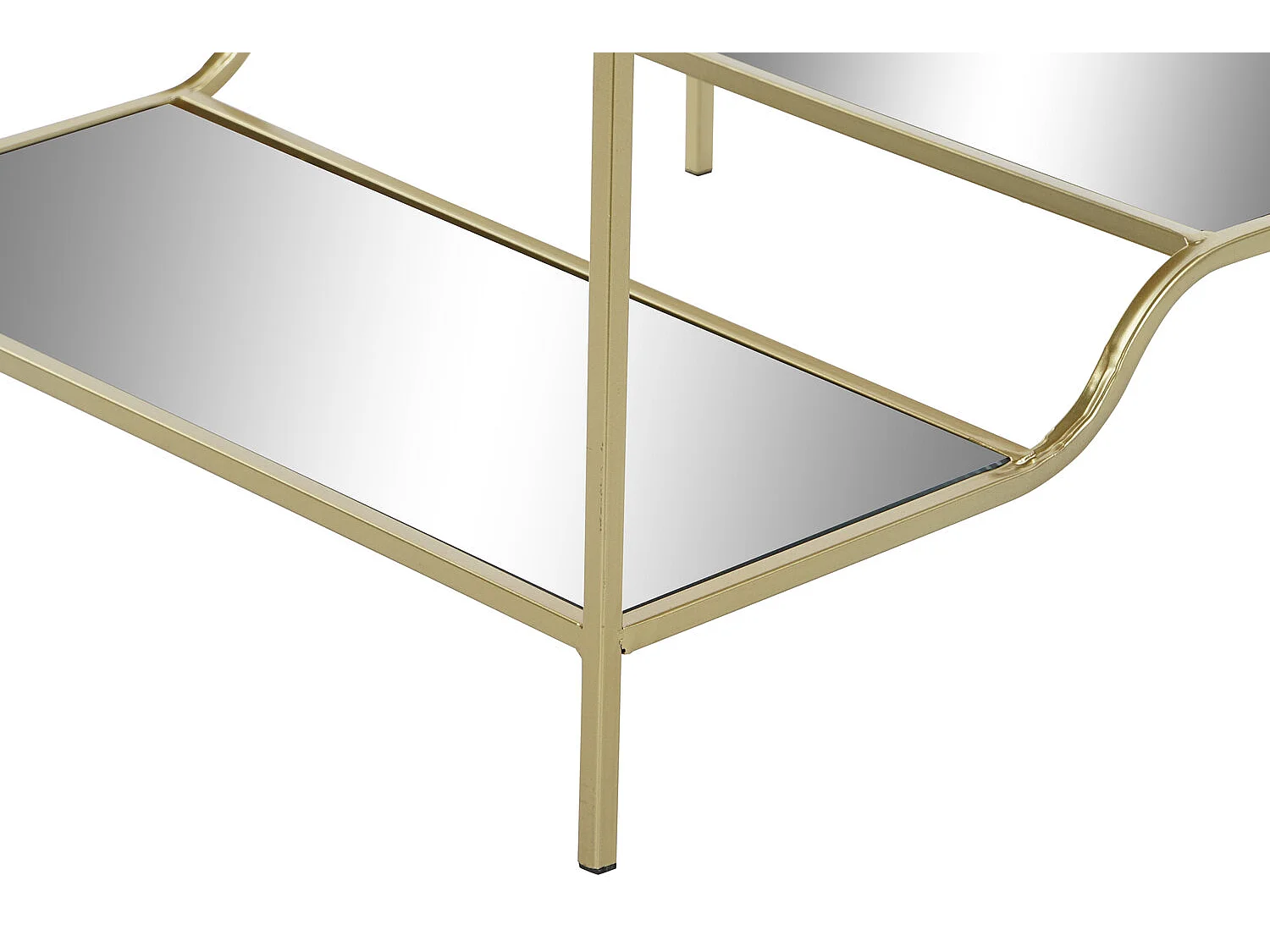 Metalen bijzettafel met spiegel 50x50x55 cm, matgoud.