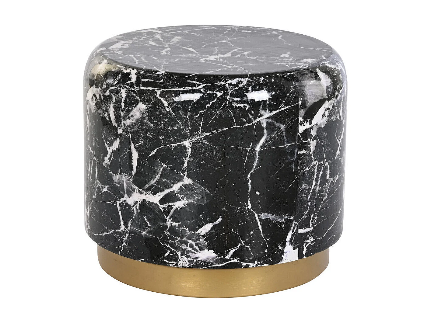 Mesa lateral de ferro 50x50x45 com efeito mármore preto