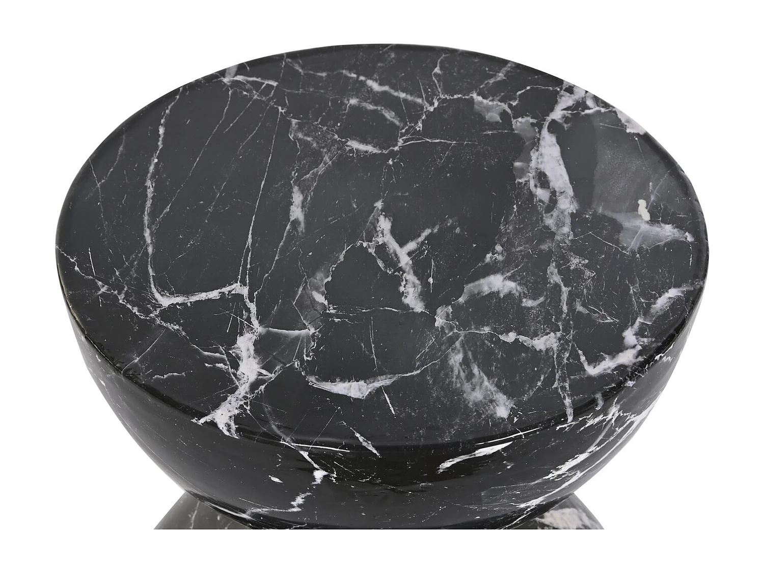 Mesa lateral de ferro 33x33x35 com efeito mármore preto