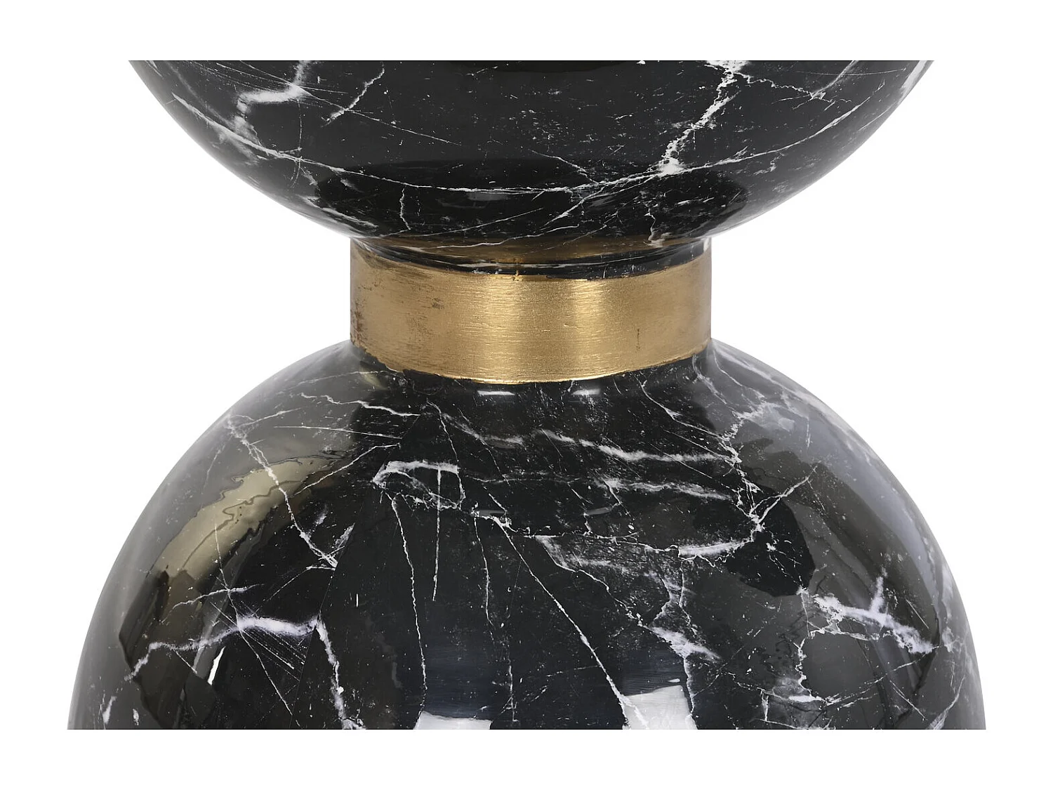 Mesa lateral de ferro 33x33x35 com efeito mármore preto