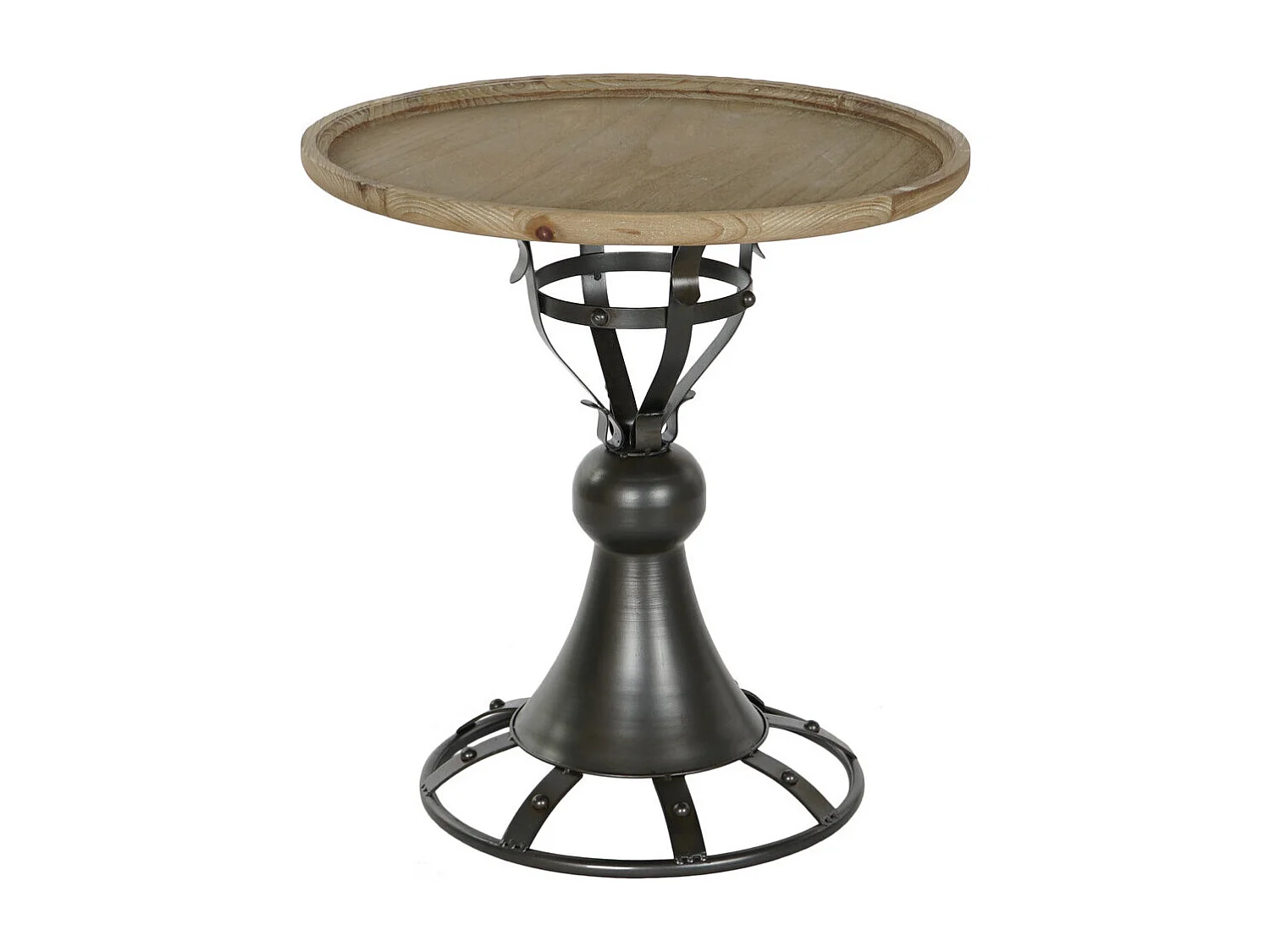 Mesa lateral em madeira de abeto, estrutura em metal, 60x60x63,5 cm, preta.