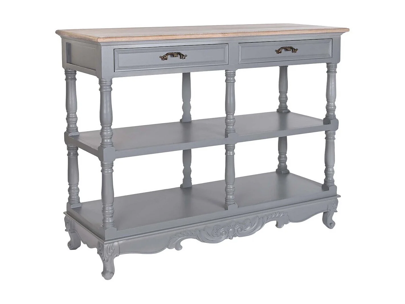 Buffet Paulownia em MDF, 117 x 39 x 89 cm, 2 gavetas, cinza