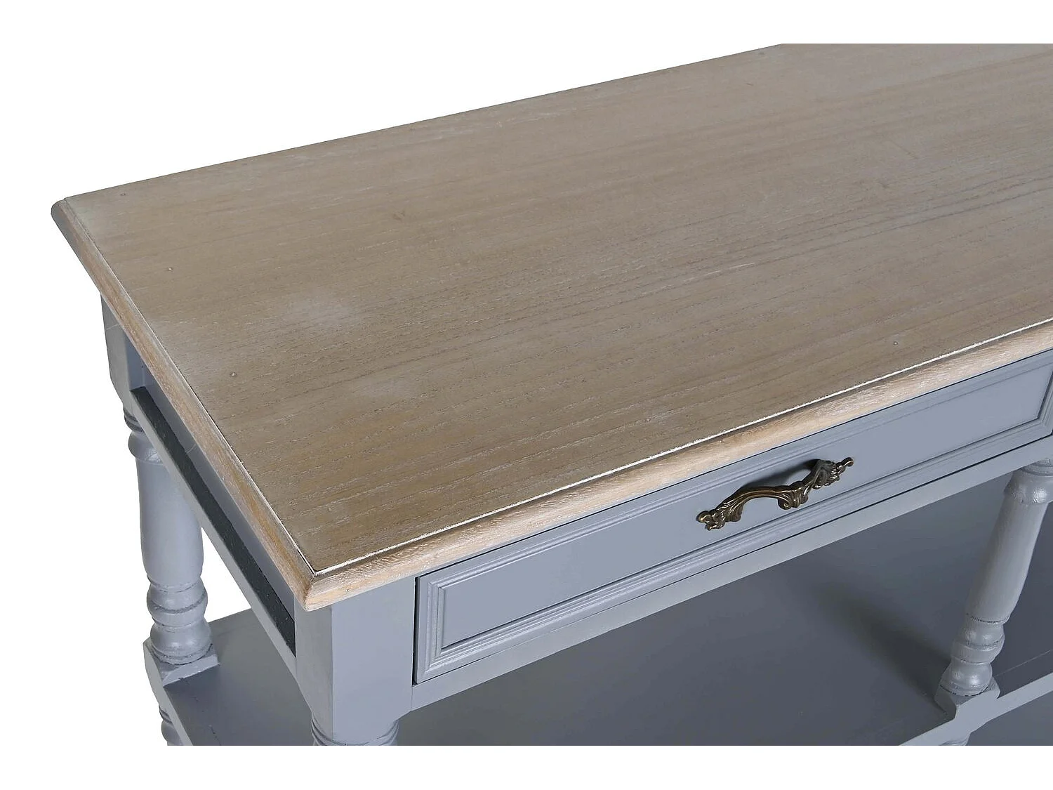 Buffet Paulownia em MDF, 117 x 39 x 89 cm, 2 gavetas, cinza