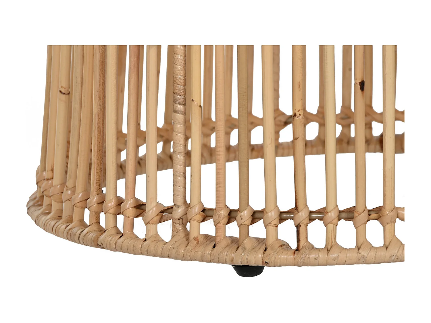 Bijzettafel van rotan en staal, 43x43x50 cm, naturel.