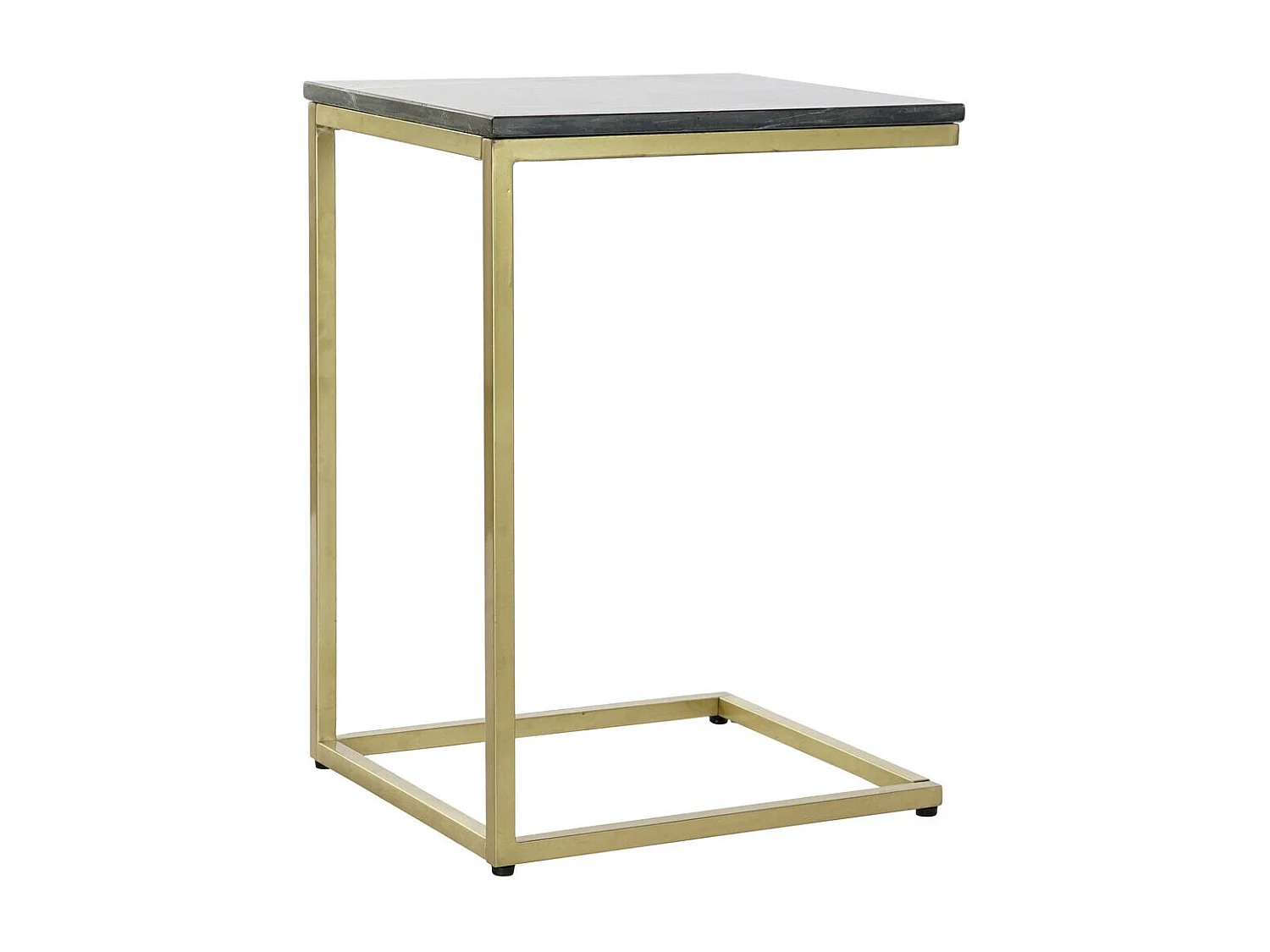 Mesa lateral de ferro com tampo de mármore, 40x46x65 cm, preta.