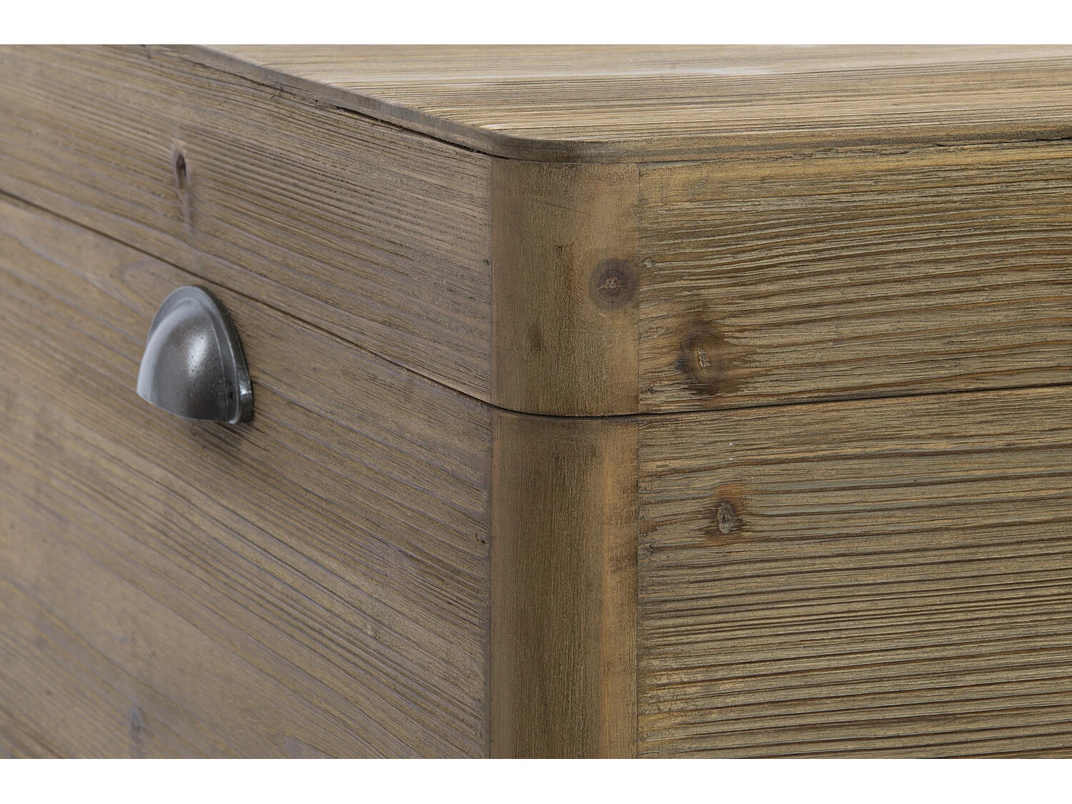 Tavolino laterale in legno e metallo 49X51X74 Baule naturale