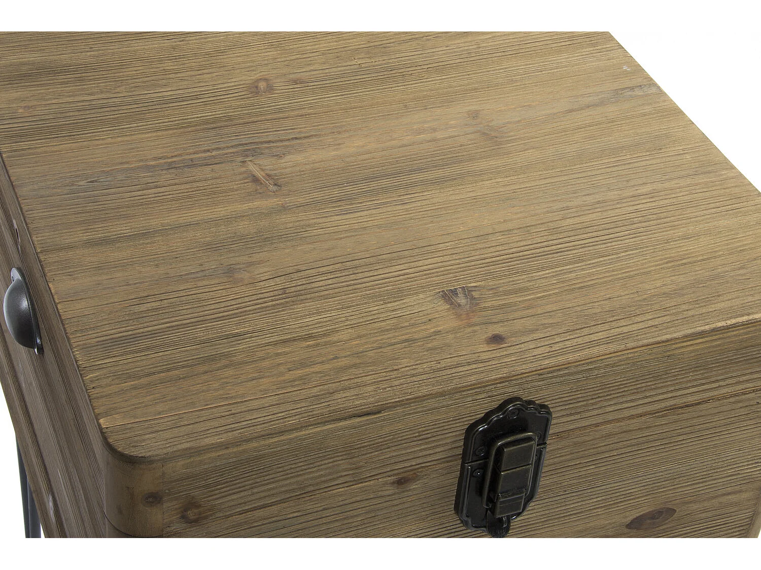 Tavolino laterale in legno e metallo 49X51X74 Baule naturale
