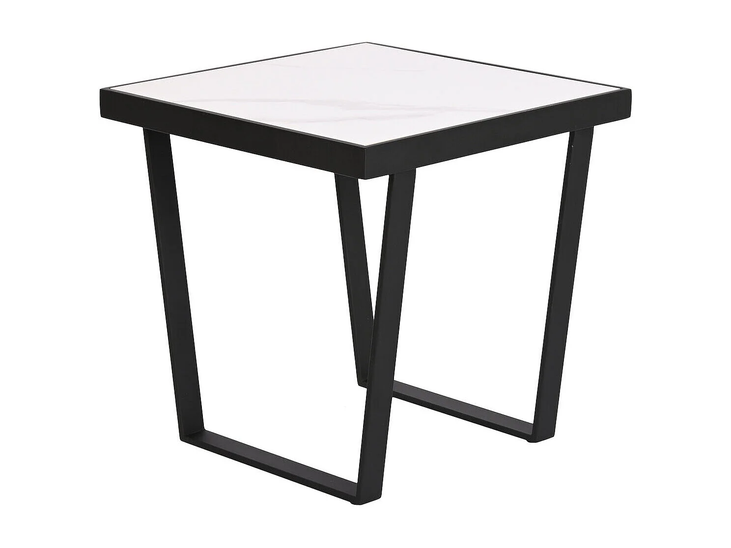 Bijzettafel van metaal en keramiek, 50x50x50 cm, wit