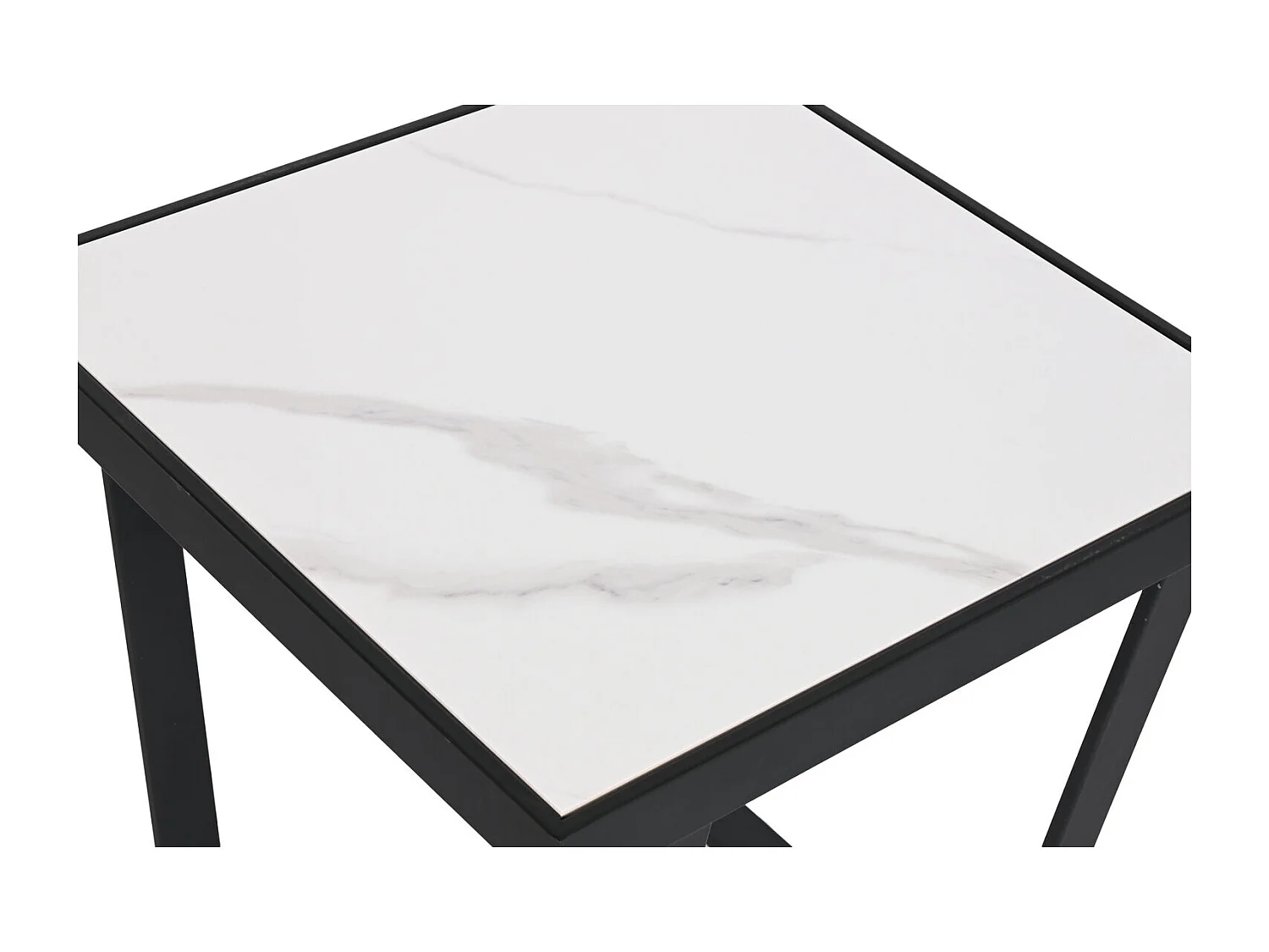 Bijzettafel van metaal en keramiek, 50x50x50 cm, wit