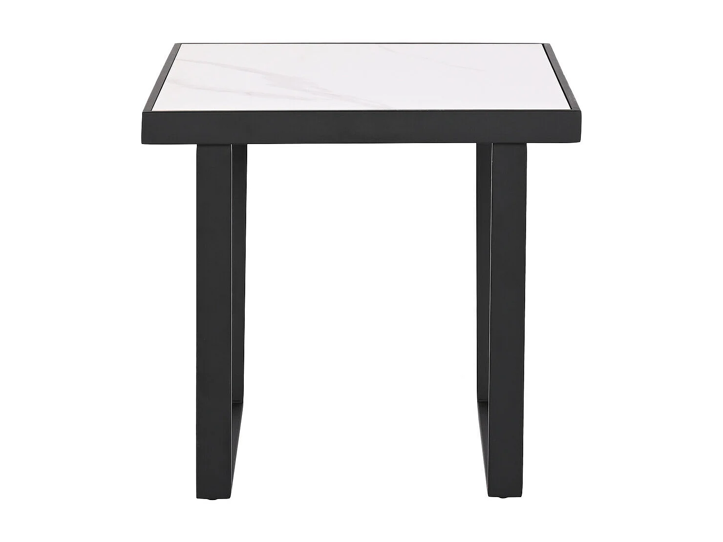 Bijzettafel van metaal en keramiek, 50x50x50 cm, wit