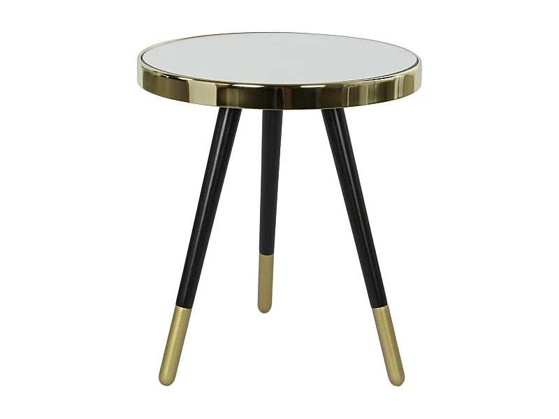 Tavolino laterale in acciaio con specchio 42,5X42,5X48 oro