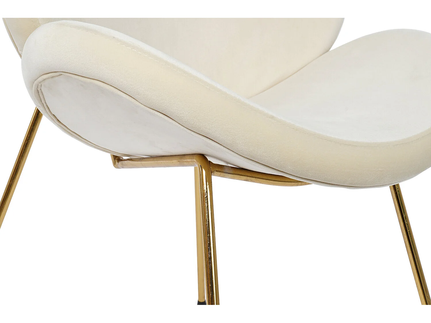 Cadeira de poliéster com estrutura metálica, 63 x 57 x 73 cm, veludo bege