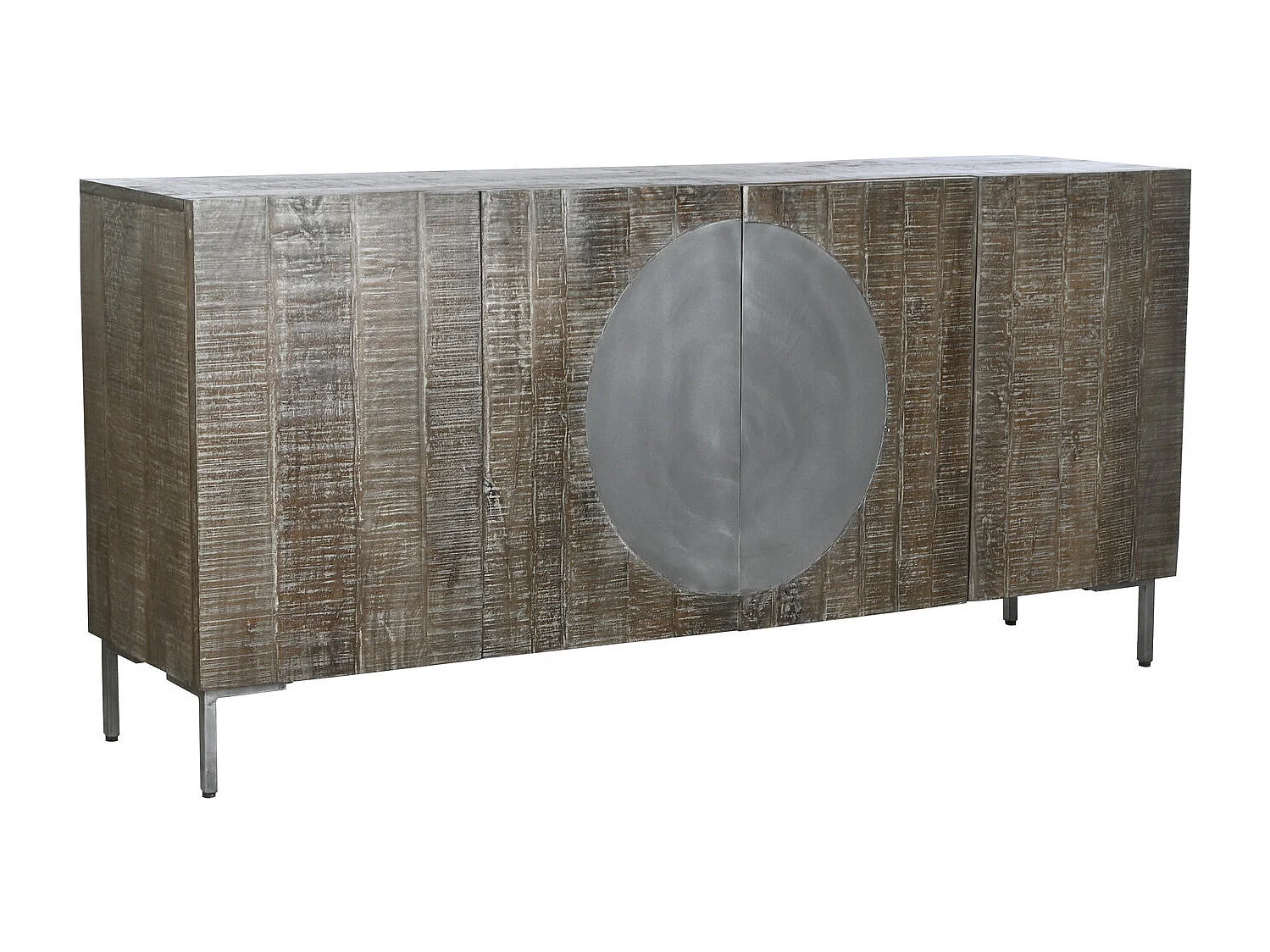 Buffet metalen handgreep 180x40x80 donkerbruin cirkel