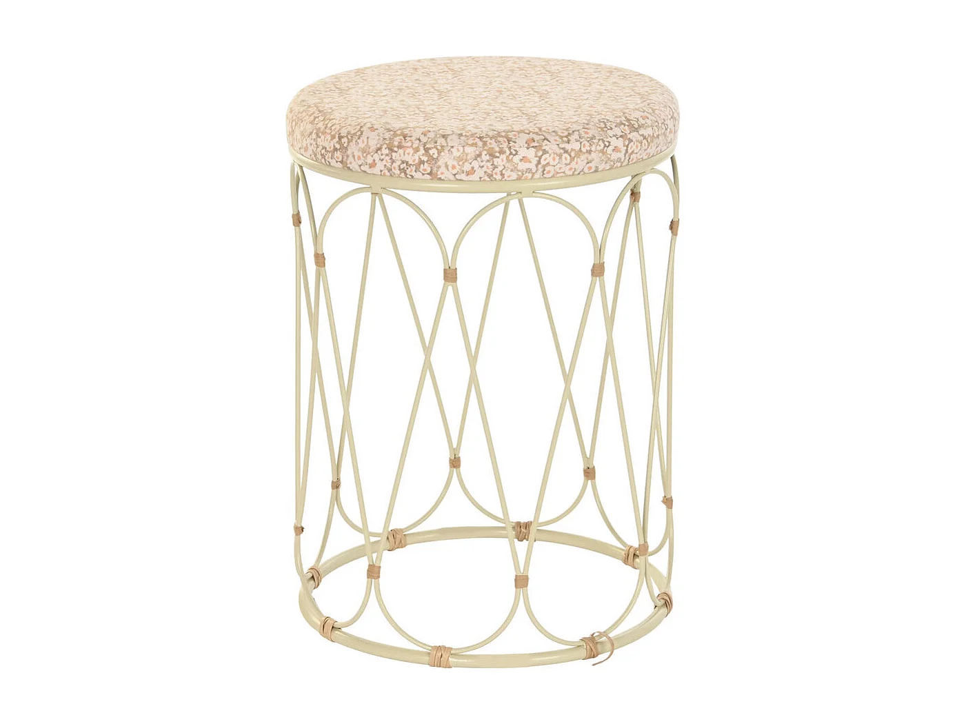 Bijzettafel van rotan en metaal, 35x35x49 cm, naturel.