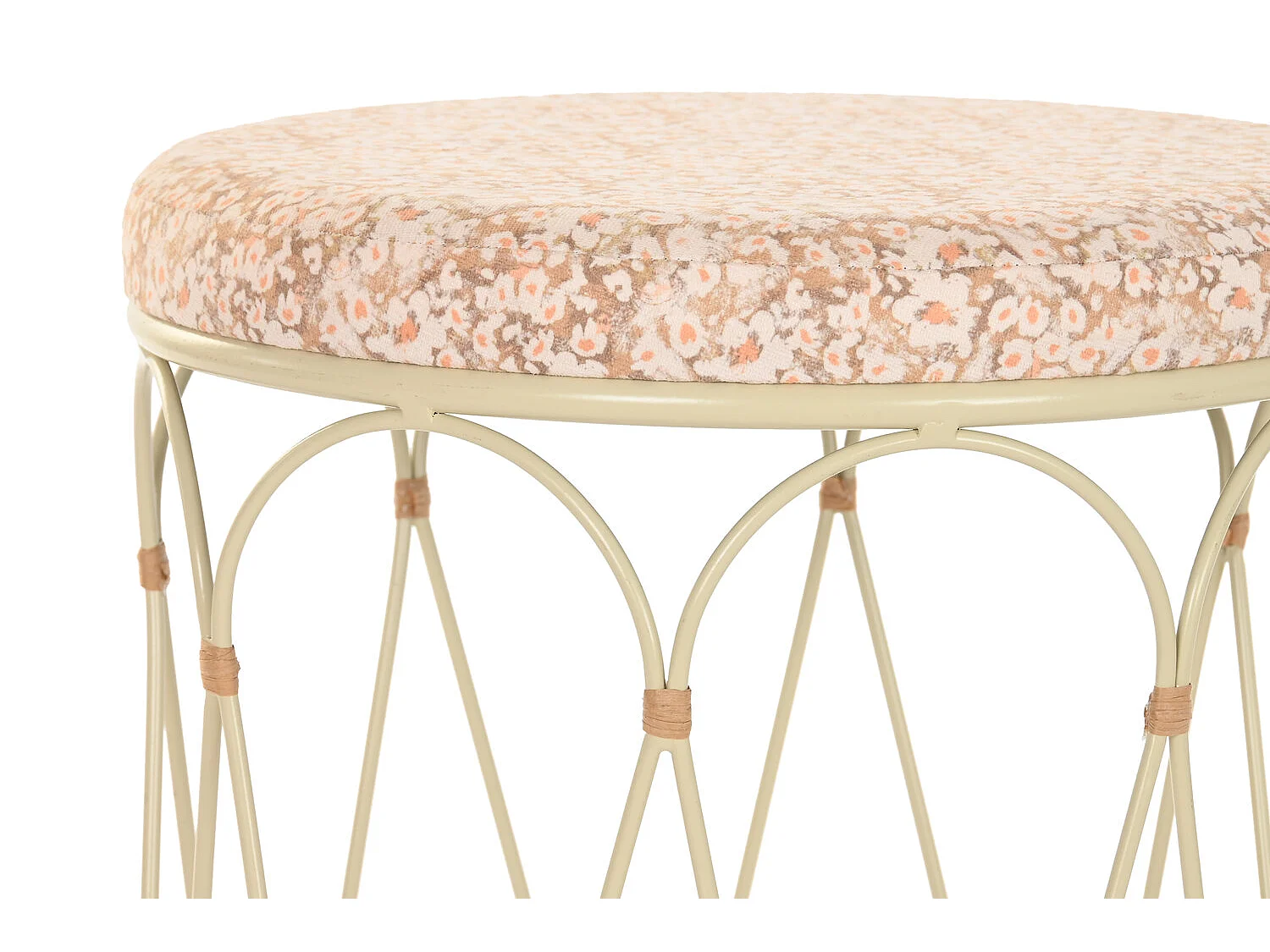 Bijzettafel van rotan en metaal, 35x35x49 cm, naturel.