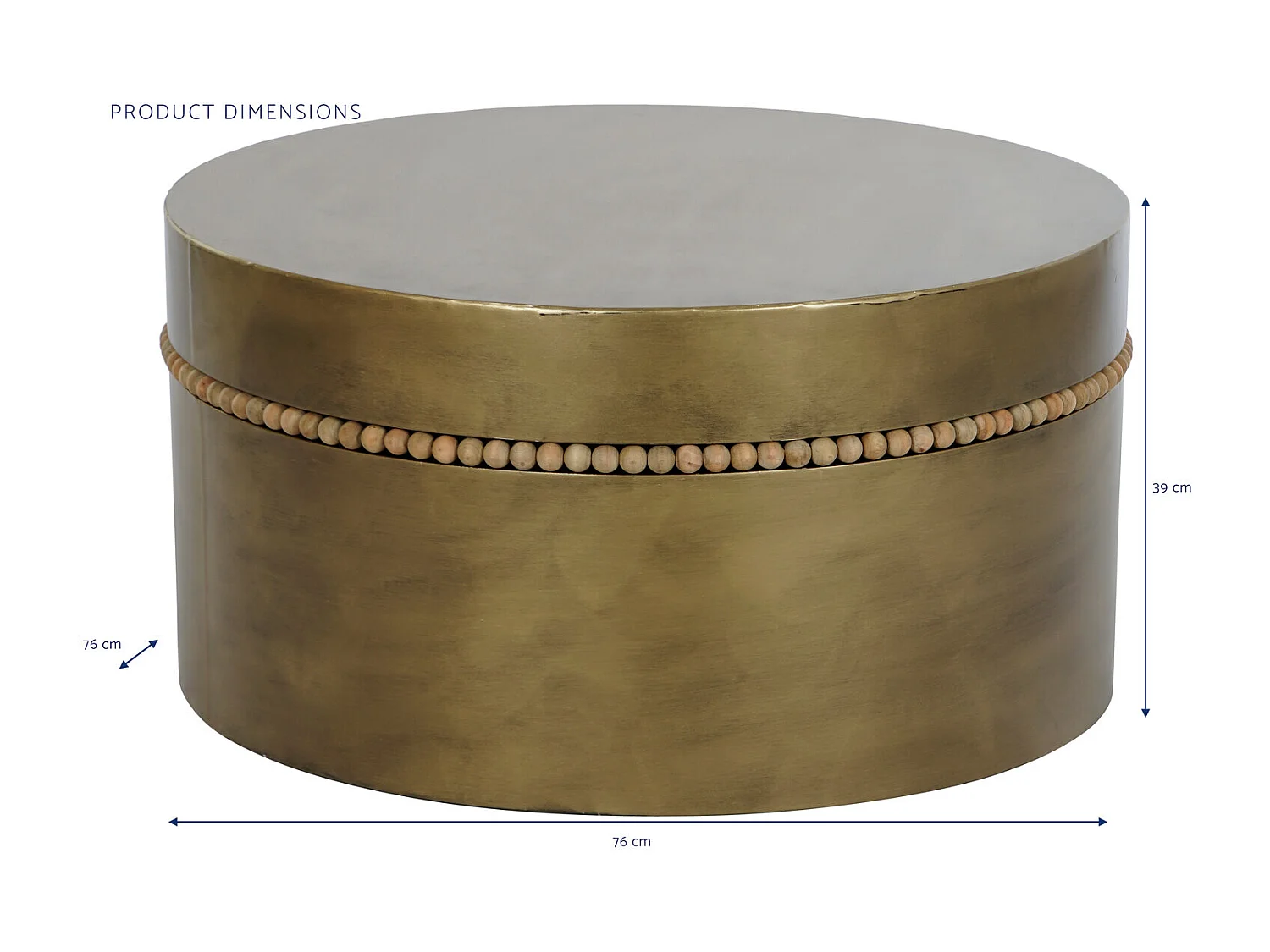 Metalen bijzettafel 76x76x39 goud