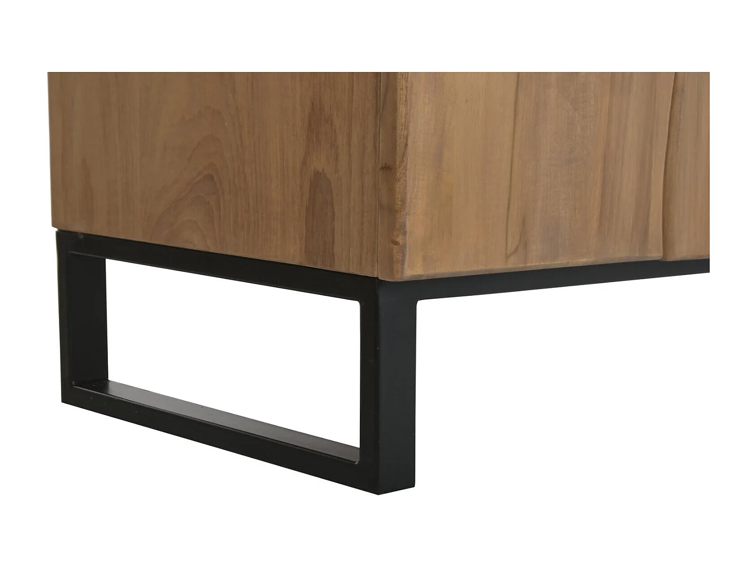 Buffet de metal com acabamento em teca, 180 x 40 x 85 mm, cor natural.