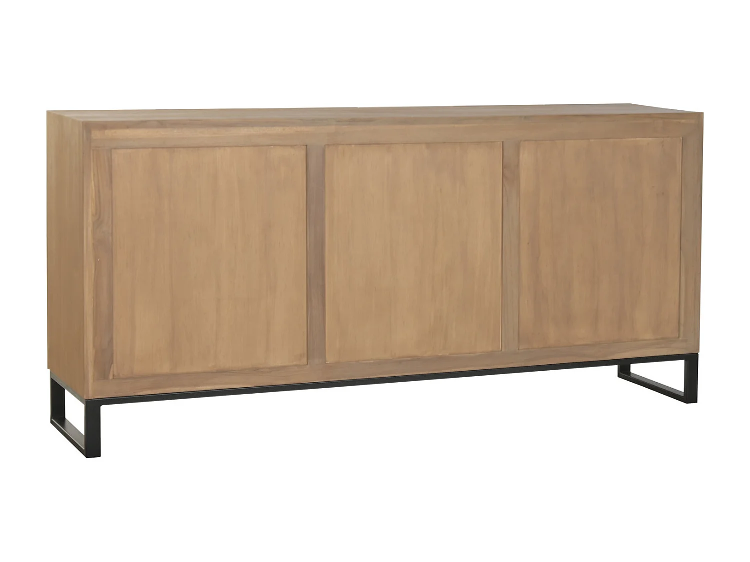 Buffet de metal com acabamento em teca, 180 x 40 x 85 mm, cor natural.