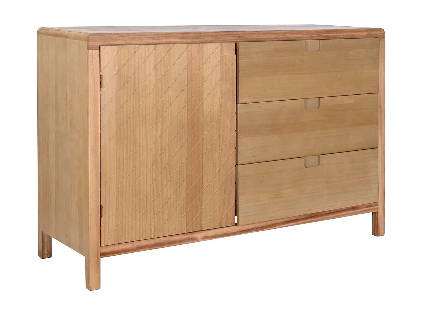 Grenen MDF dressoir 120x40x80 cm, 3 lades, lichtbruin