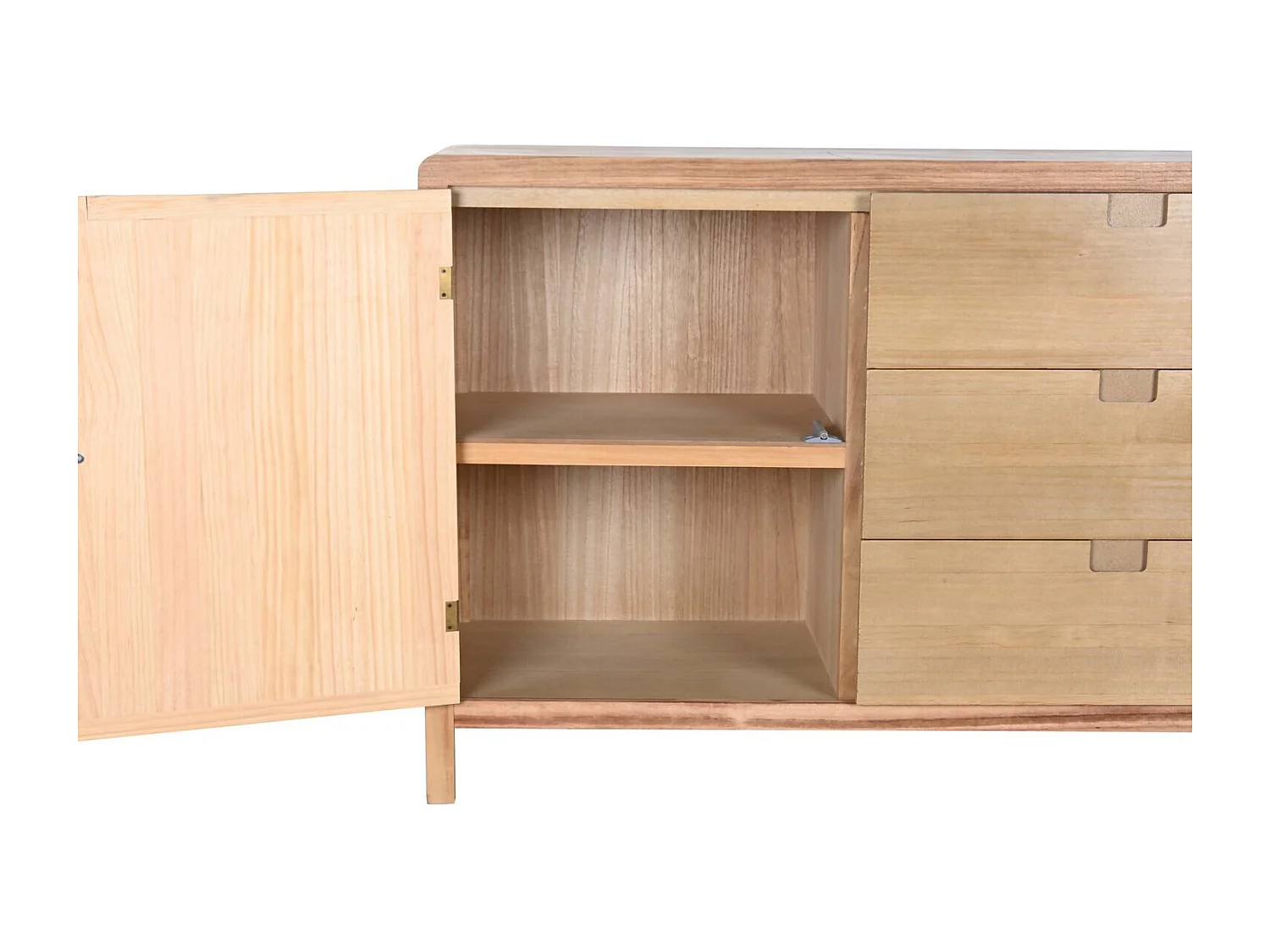 Grenen MDF dressoir 120x40x80 cm, 3 lades, lichtbruin