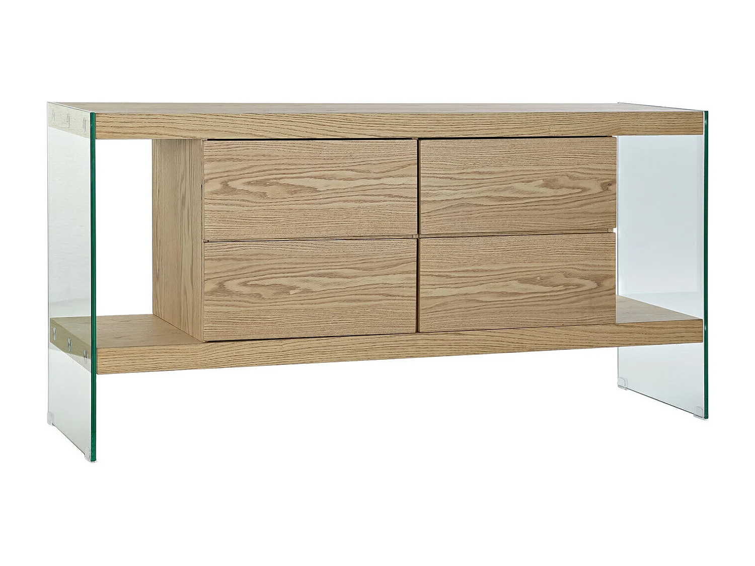 MDF glazen buffetkast 160x45x80 cm, lichtbruin