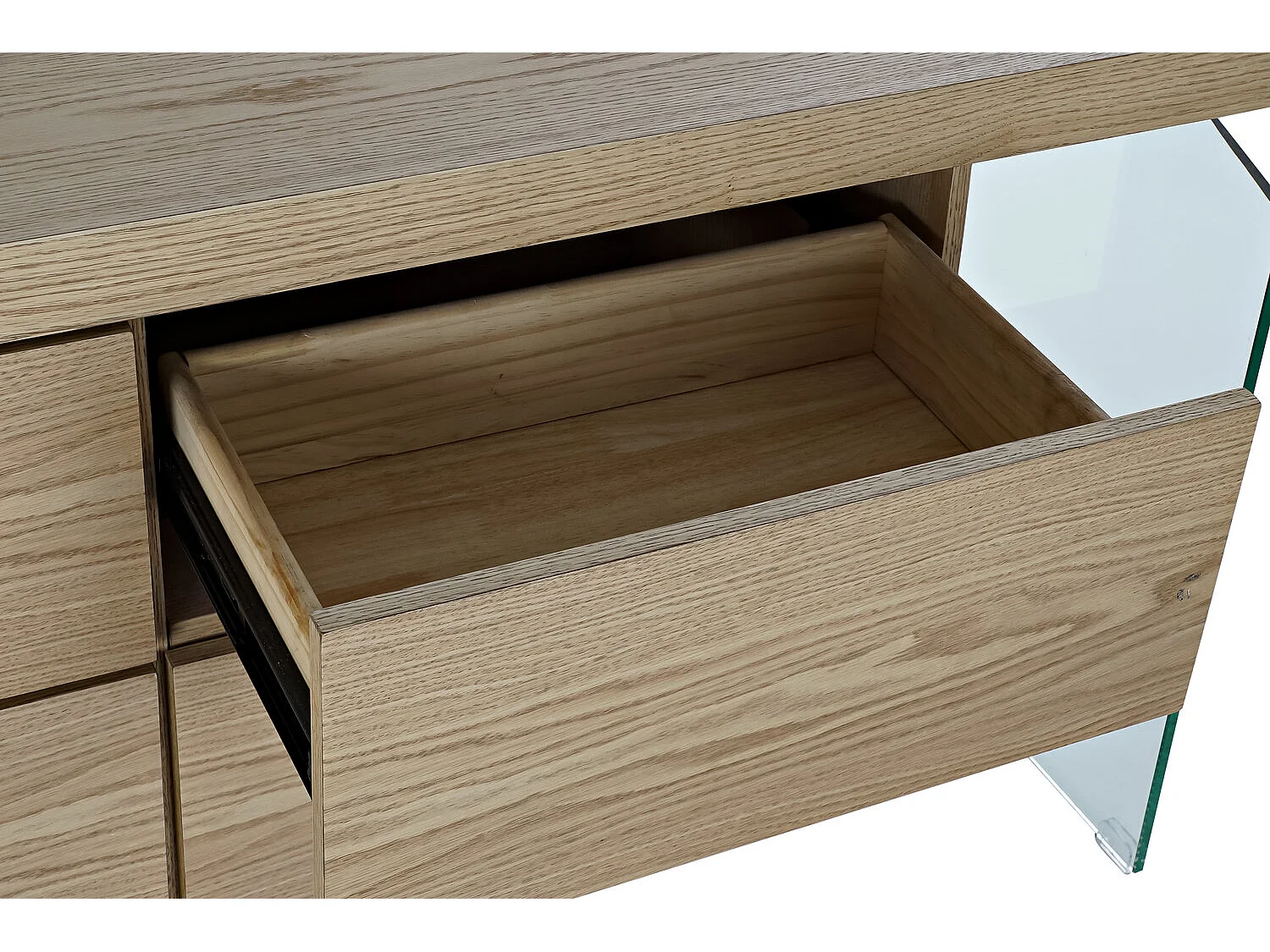 MDF glazen buffetkast 160x45x80 cm, lichtbruin