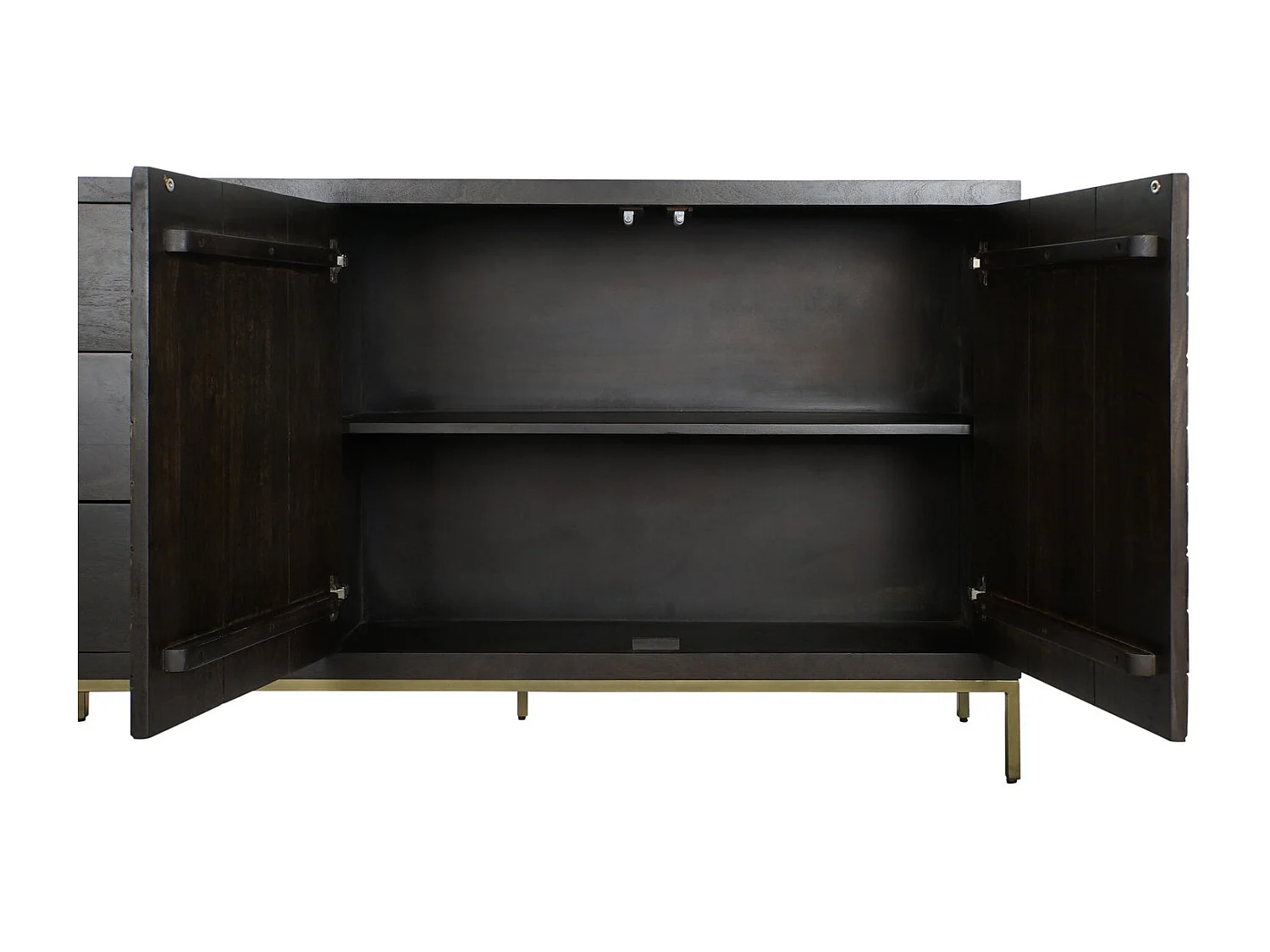 Buffet Acacia Metallo 160X40X90 Marrone Scuro