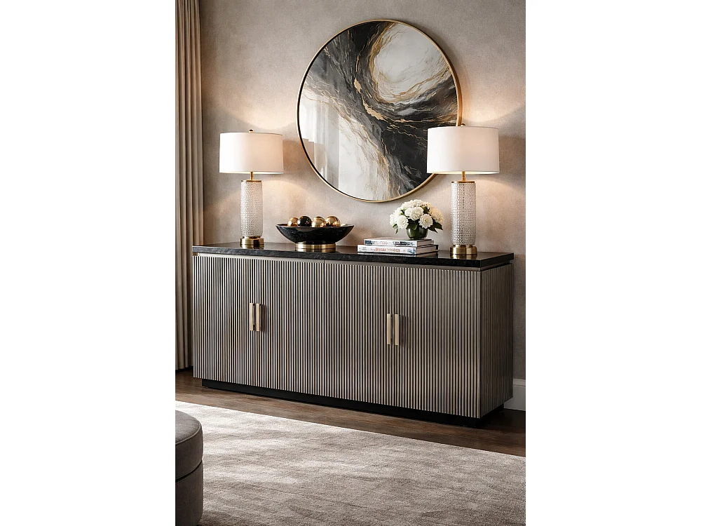 Buffet Laton Marmol 180X40X85 Plateado