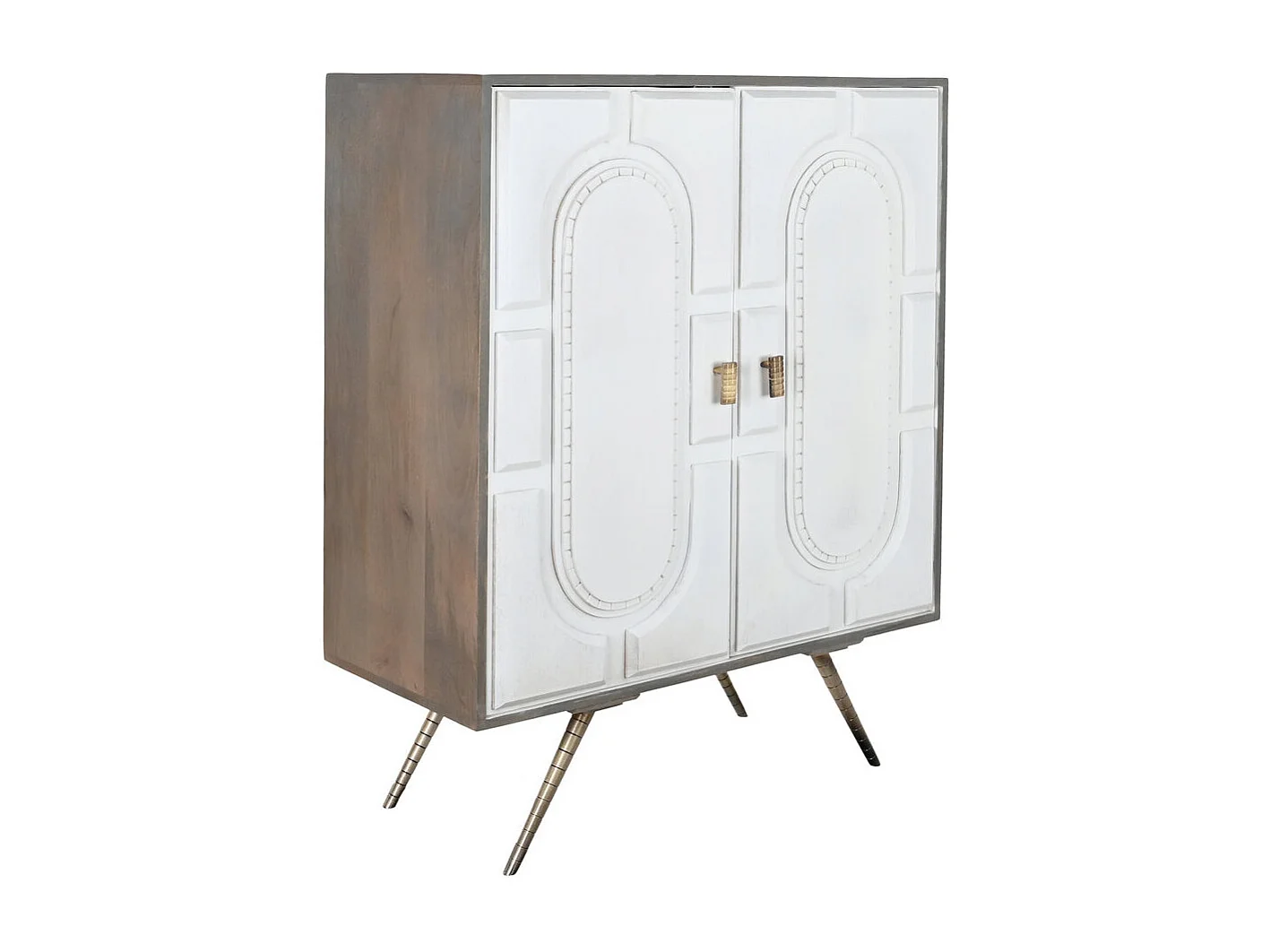 Aparador com puxador de latão, 93 x 41 x 114 mm, losango branco