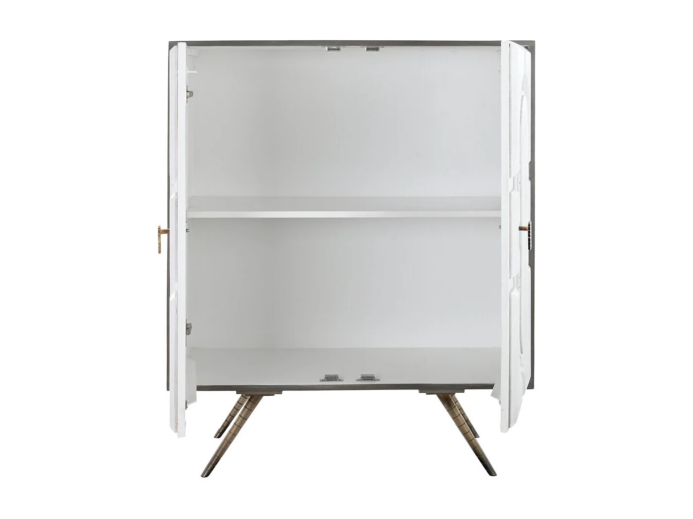 Aparador com puxador de latão, 93 x 41 x 114 mm, losango branco