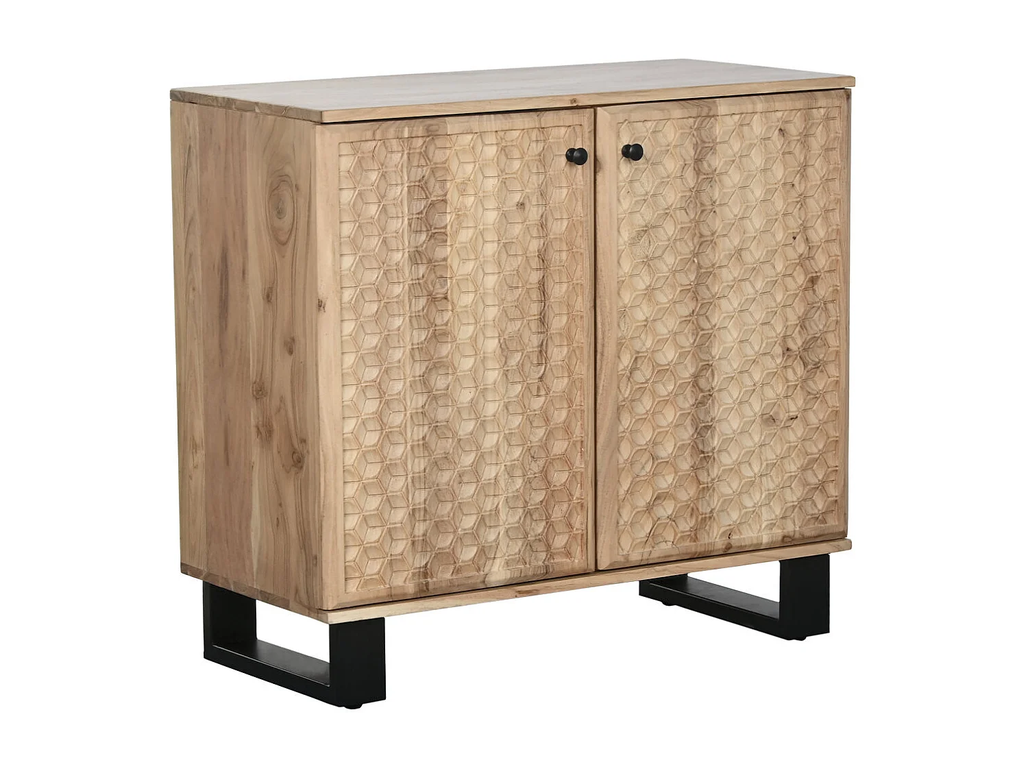 Aparador de metal em acácia 88x40x80