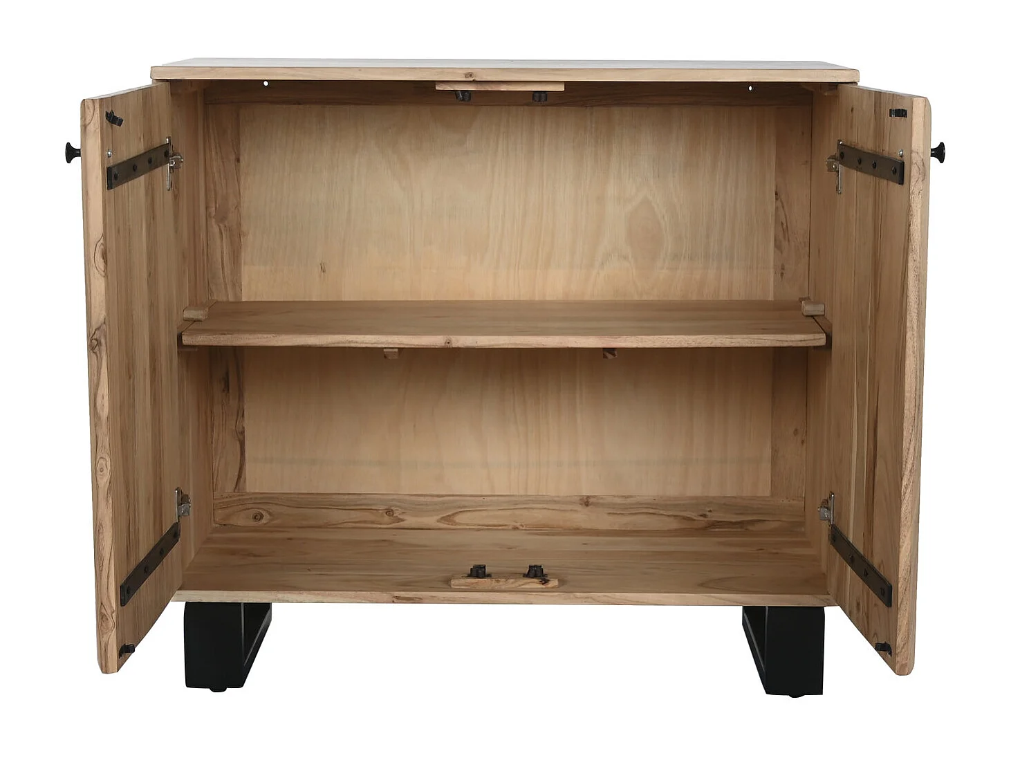 Aparador de metal em acácia 88x40x80