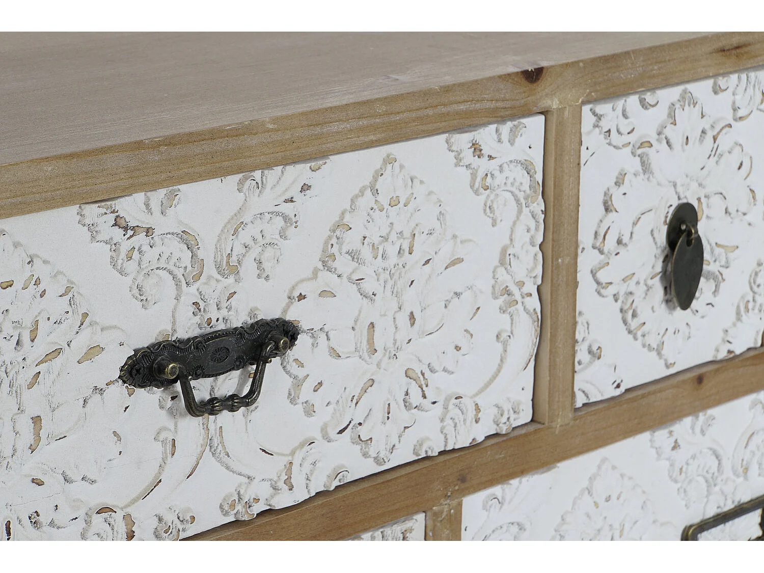 Mobile porta TV in legno di abete e metallo 120X40X61 Intaglio naturale