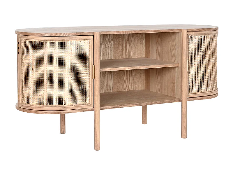 Mueble Tv Rubberwood Ratan 120X43,5X60 Natural