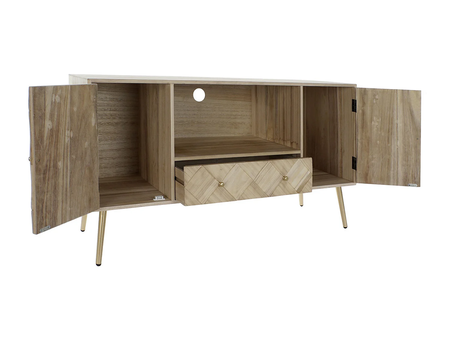 Tv-meubel van paulowniahout 118x40x65 cm, naturel